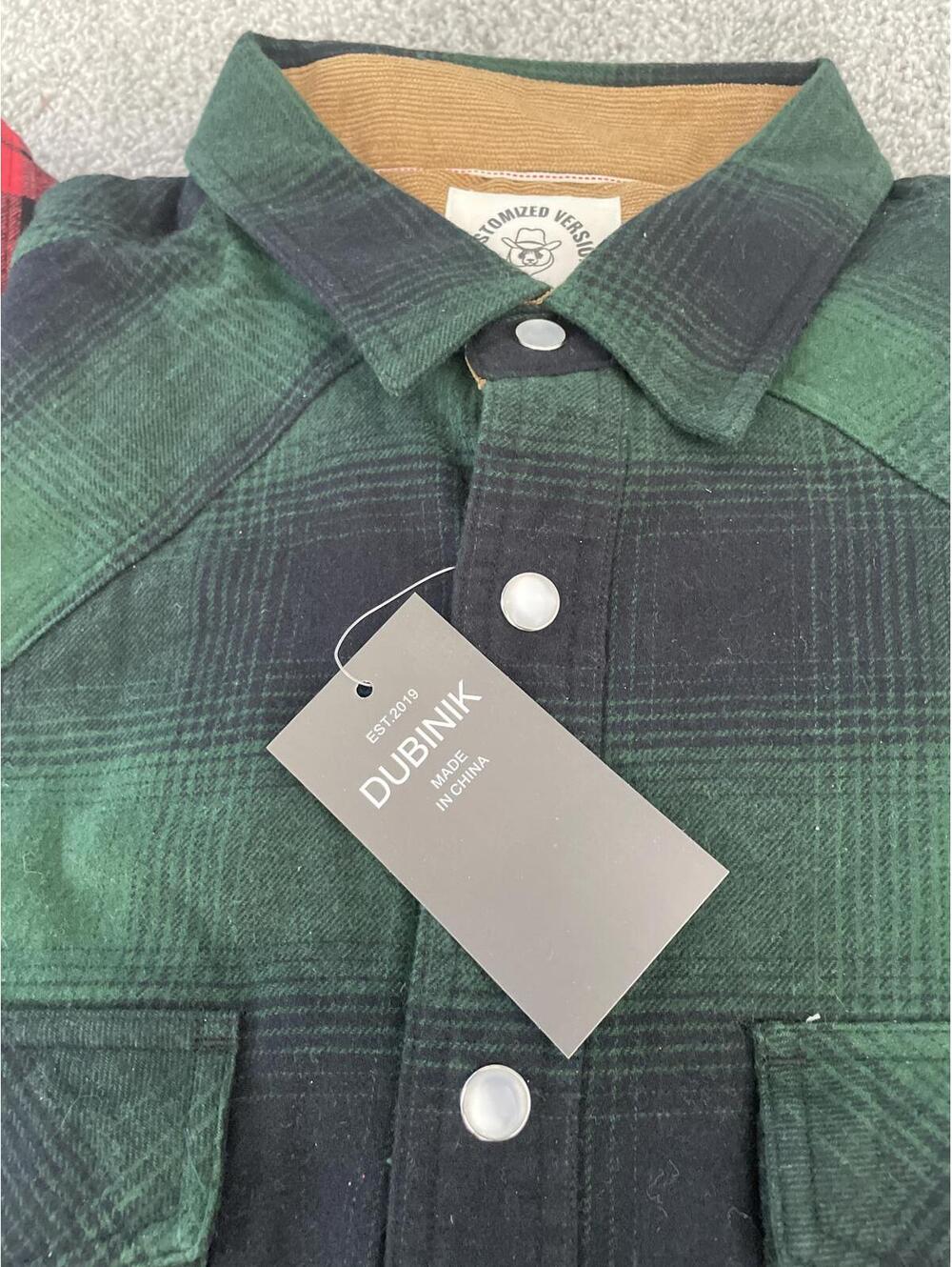 SALE Dubnik Men's Plaid Flannel Shirts Large Red Green Cotton Work - Picture 3 of 9
